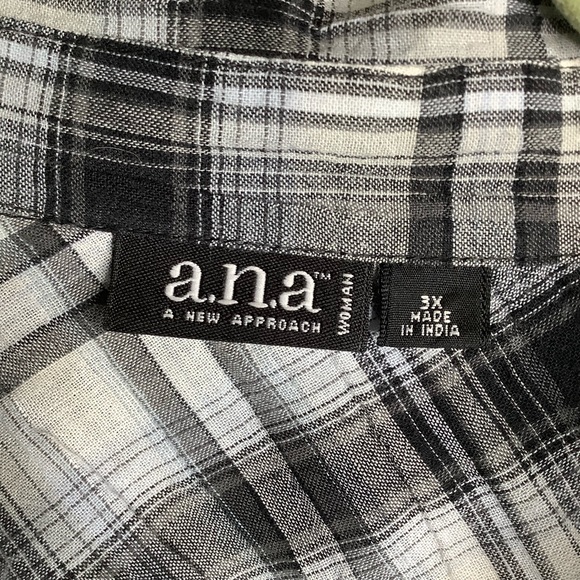 a.n.a. A NEW APPROACH LS/ROLL TAB BLK/WHT 3X - Picture 7 of 8